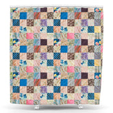 Lofaris Vintage Quilt Mosaic Pattern Bathtub Shower Curtain